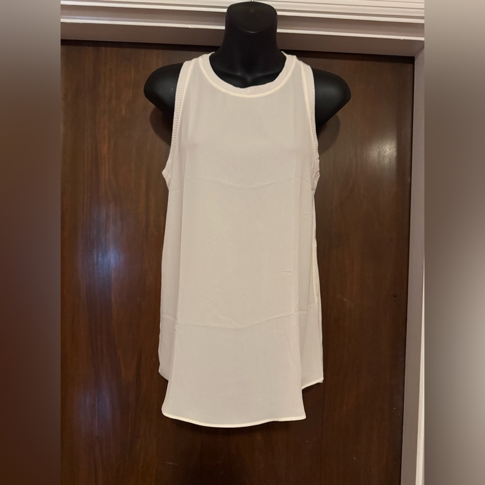Loft Creamy White Sheer Sleeveless Blouse - Size S - NWT